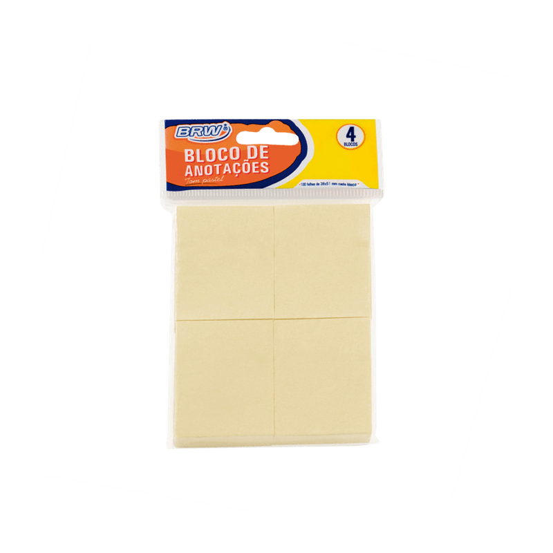 BLOCO DE NOTAS SMART 38X51MM AM PASTEL C/4 BLOCOS 400F BRW
