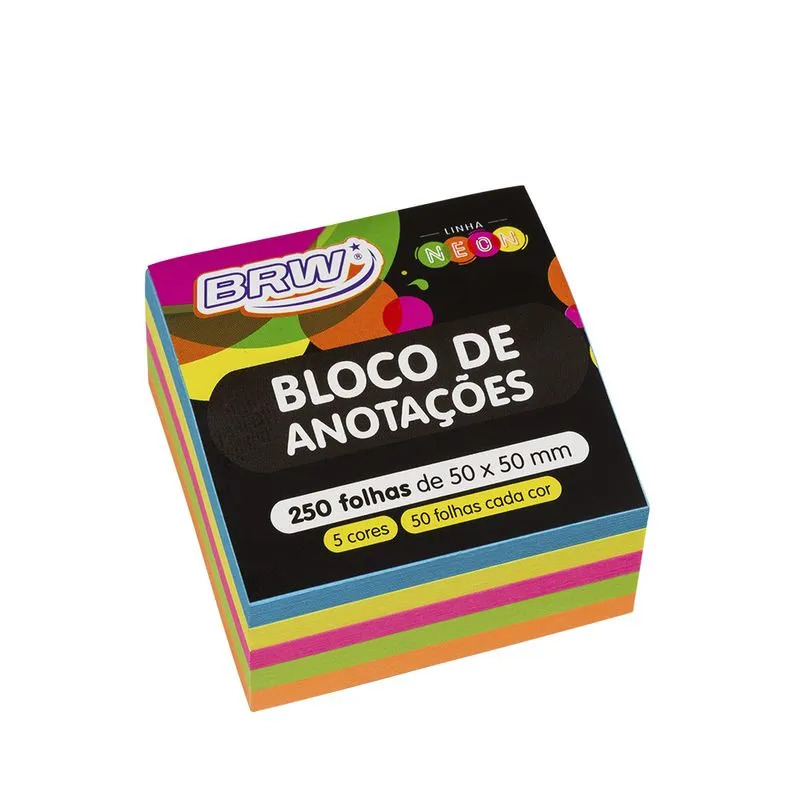BLOCO DE NOTAS SMART 50X50MM CORES NEON 250F BRW