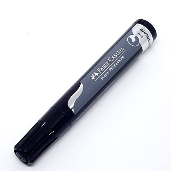 MARCADOR PERM PINCEL PONTA CHANFRADA PR FABER CASTELL
