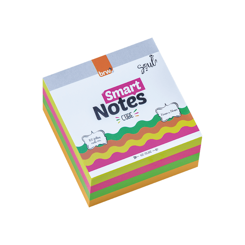 BLOCO DE NOTAS SMART 76X76MM 400F CORES NEON BRW