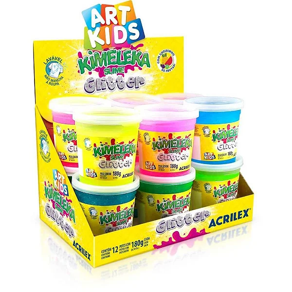 SLIME KIMELEKA C/12 180G GLITTER CORES ART KIDS ACRILEX