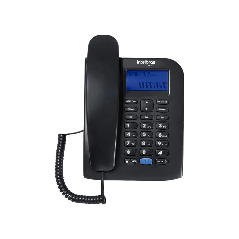 TELEFONE C/FIO S/CHAVE C/BINA TC60ID PR INTELBRAS