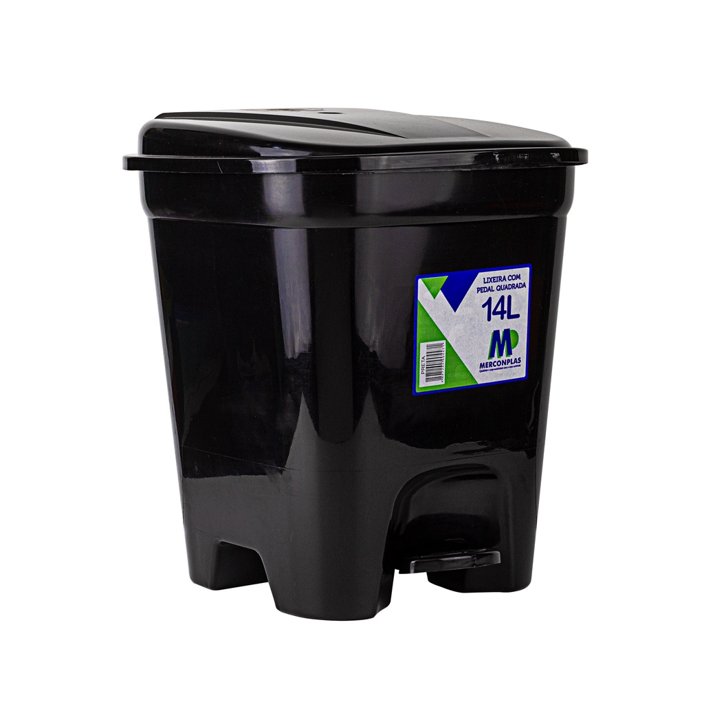 LIXEIRA C/PEDAL 14L PR MERCONPLAS