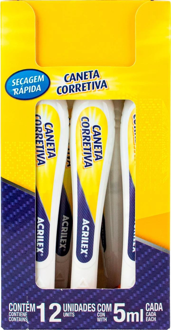 CANETA CORRETIVA C/12 5ML ACRILEX
