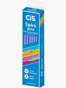 CANETA ESF 0.7 C/12 SPIRO GLOW AZ CIS