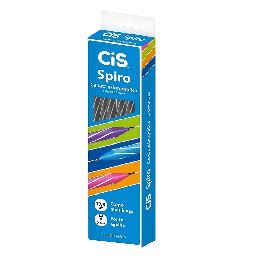 CANETA ESF 0.7 C/12 SPIRO GLOW PR CIS