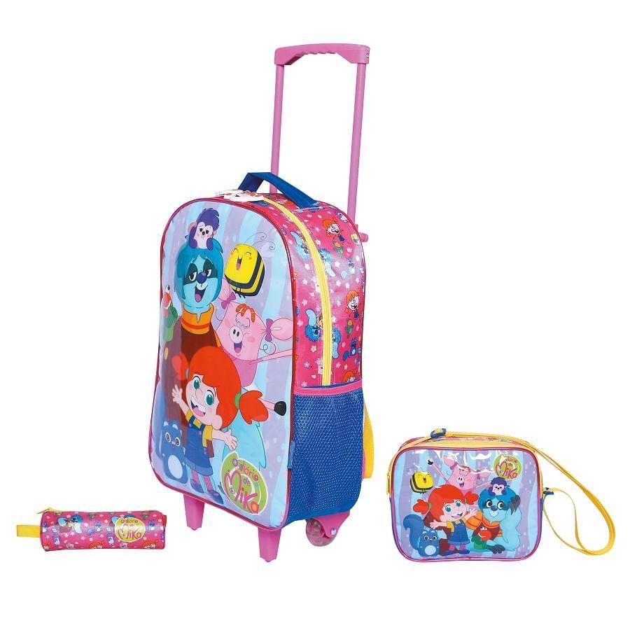 MOCHILA C/RODAS WKIDS + LANCHEIRA/ESTOJO RS ROCIE