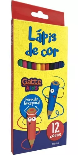 LAPIS DE COR GD PCT/6 HEXAGONAL 12 CORES GATTE