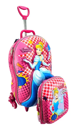 MOCHILA C/RODAS + LANCHEIRA PRINCESA CINDERELA 3D MAX TOY