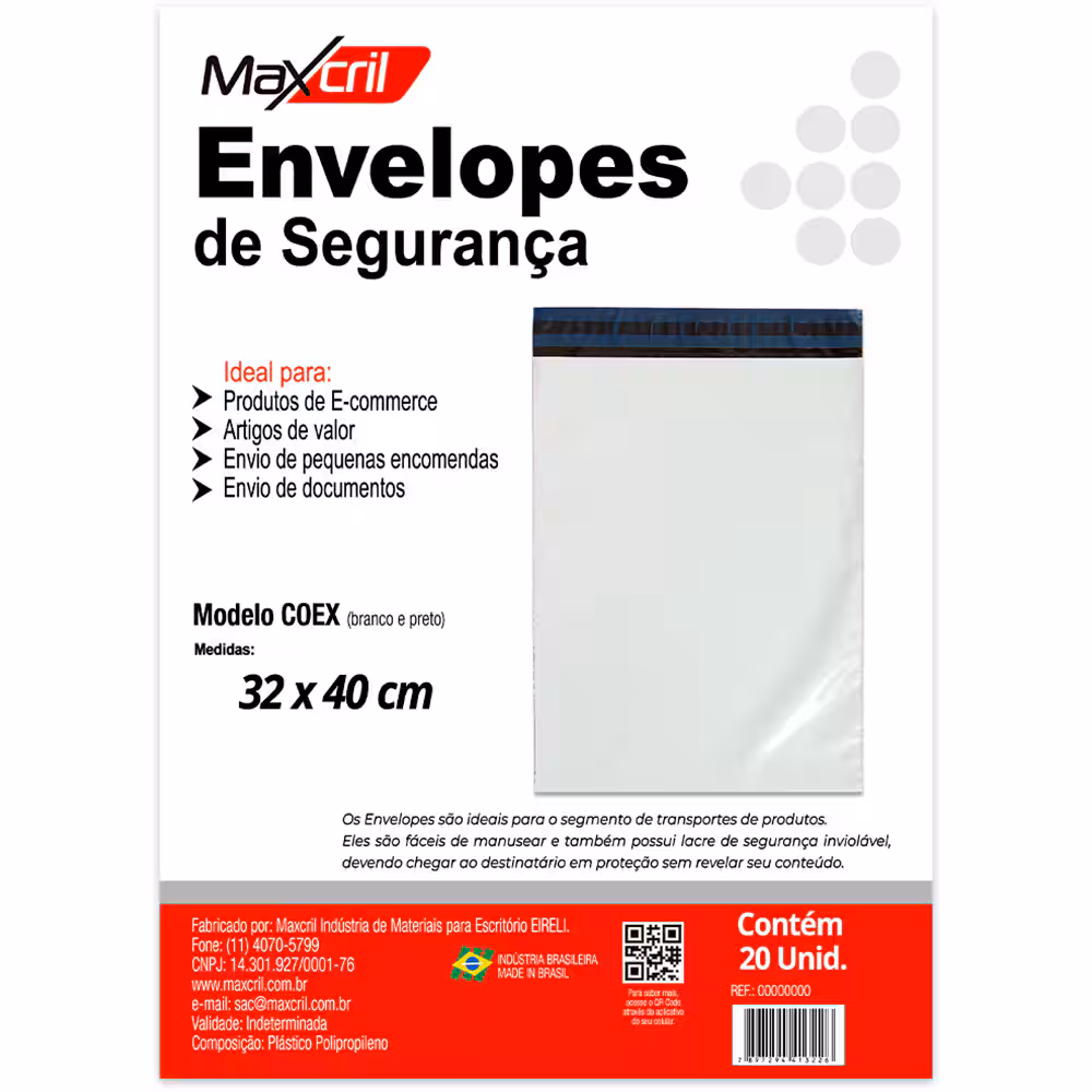 ENV PLAST SEGURANCA COEX 32X40 C/20 BR/PR MAXCRIL