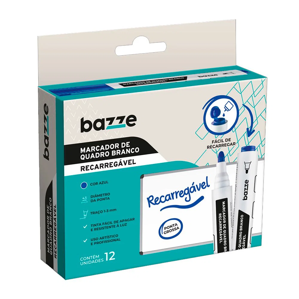 MARCADOR QUADRO BR C/12 RECARREG AZ BAZZE