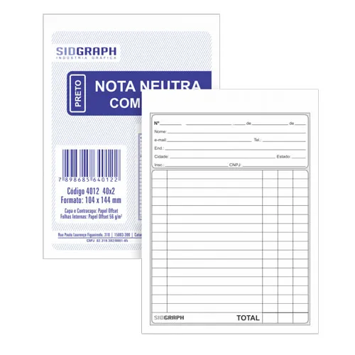 NOTA NEUTRA S/COPIA C/20 104X144 25X2 VIAS C/PICOTE 4010 PR