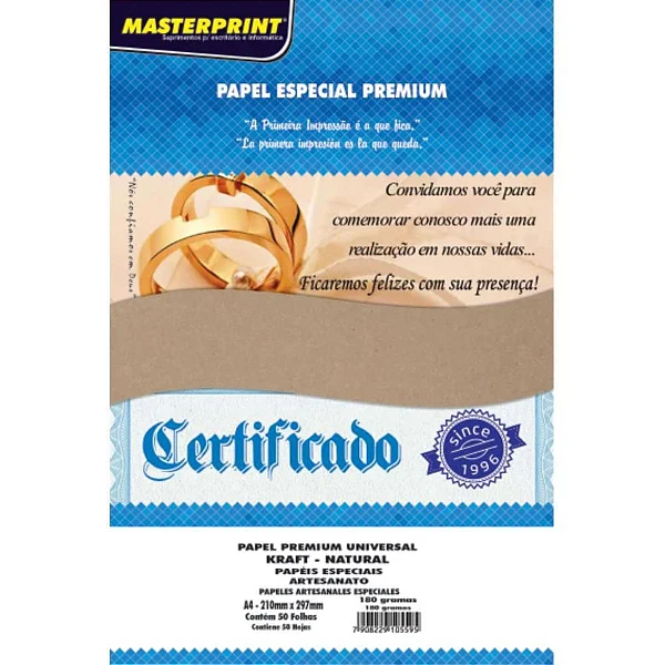 PAPEL A4 KRAFT 180G 50F MASTERPRINT