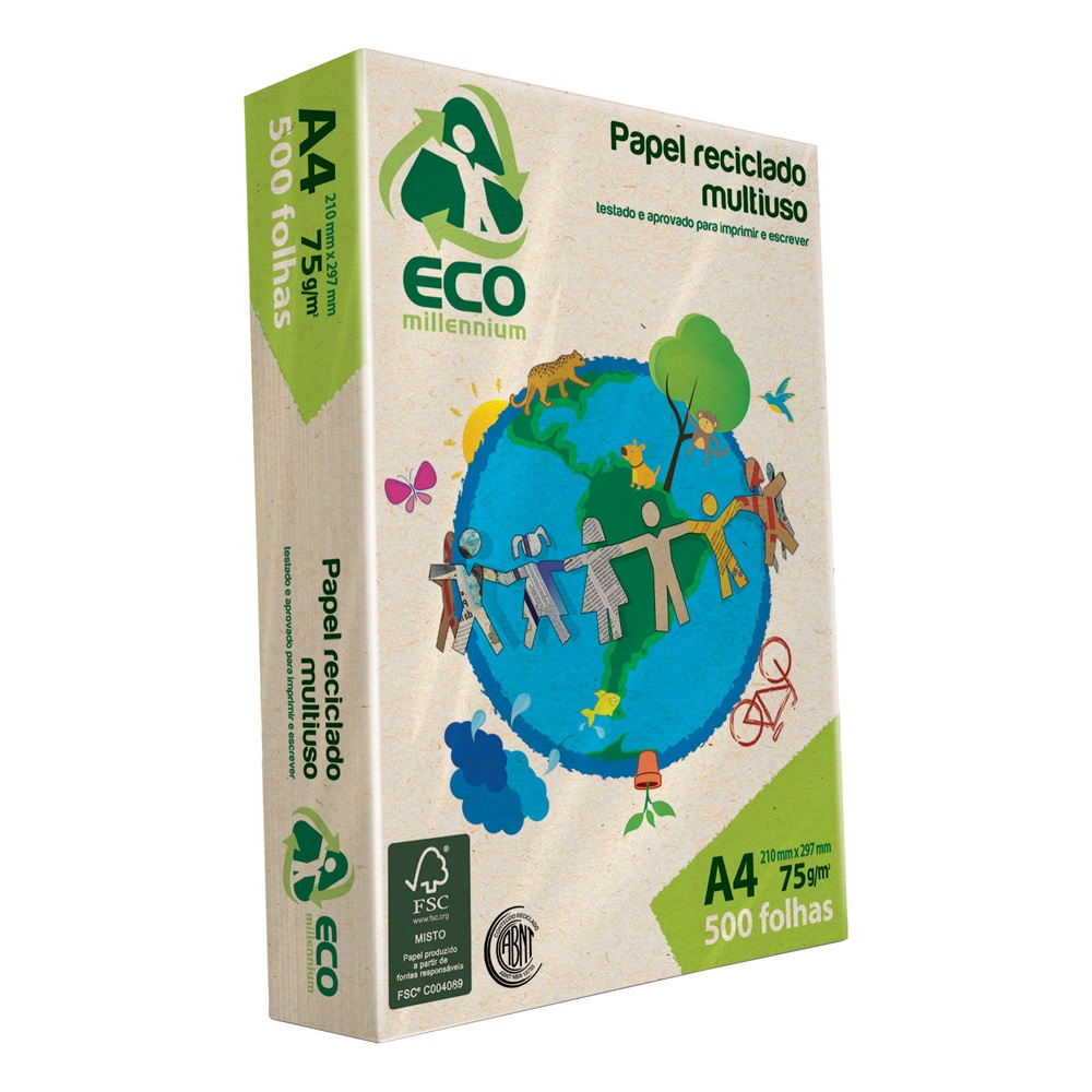 PAPEL A4 500F 75G RECICLADO RECICLE PAPER JANDAIA