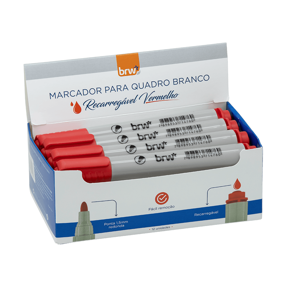 MARCADOR QUADRO BR RECARREG C/12 PONTA 1,5MM VM BRW