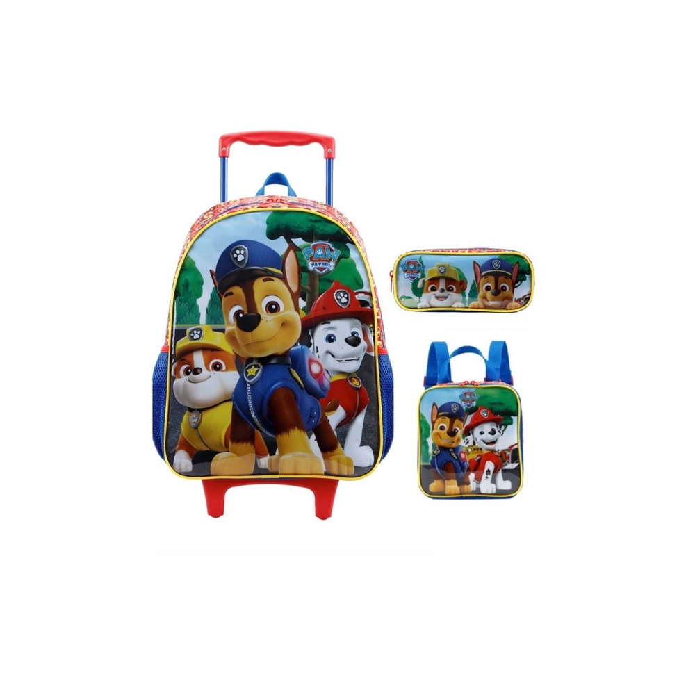 MOCHILA C/RODAS 14 + LANCHEIRA X2 + ESTOJO PATRULHA CANINA