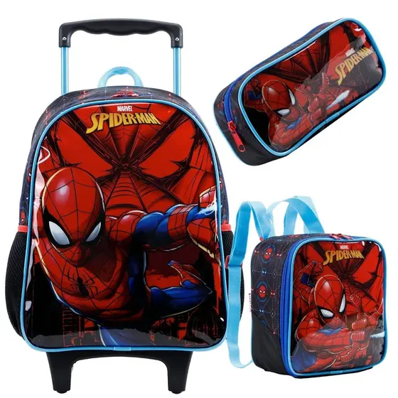 MOCHILA C/RODAS 16 + LANCHEIRA X2 + ESTOJO SIMPLES