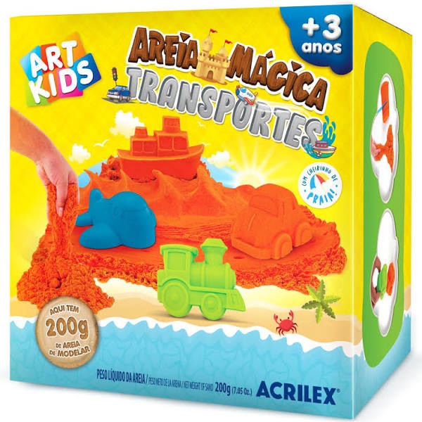 KIT MASSA DE MODELAR AREIA MAGICA TRANSPORTES 200G ACRILEX