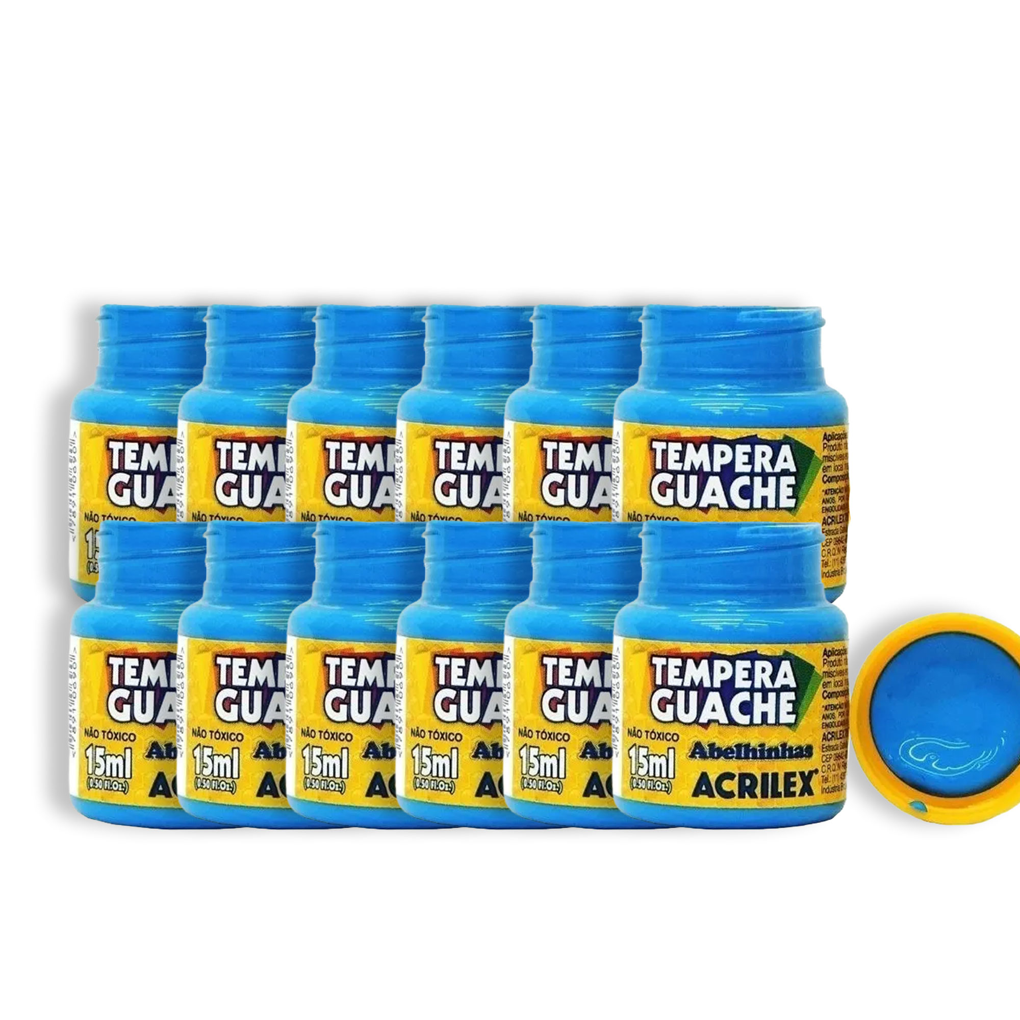 TINTA GUACHE 15ML ABELHINHAS C/12 AZ CELESTE ACRILEX