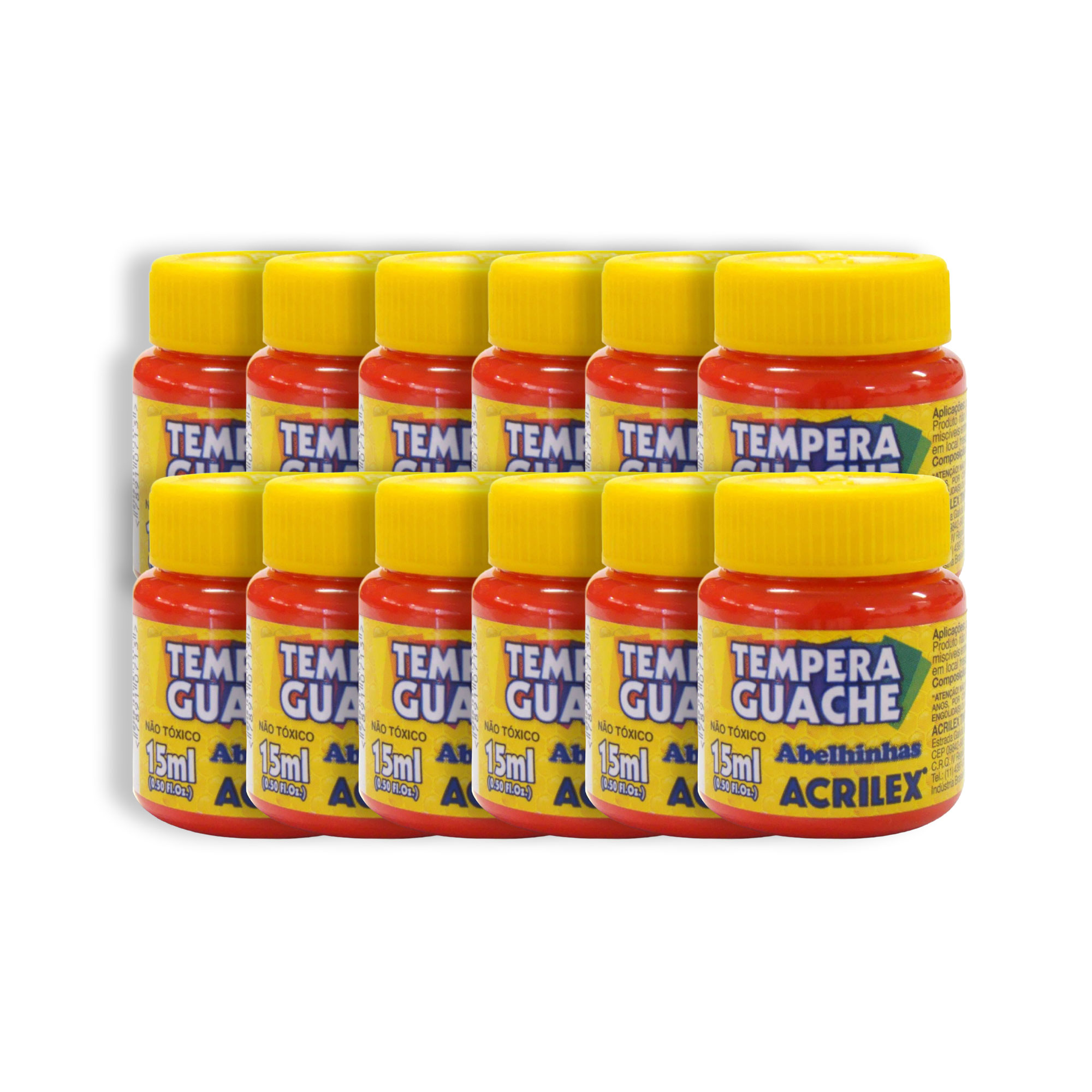 TINTA GUACHE 15ML ABELHINHAS C/12 VM FOGO ACRILEX