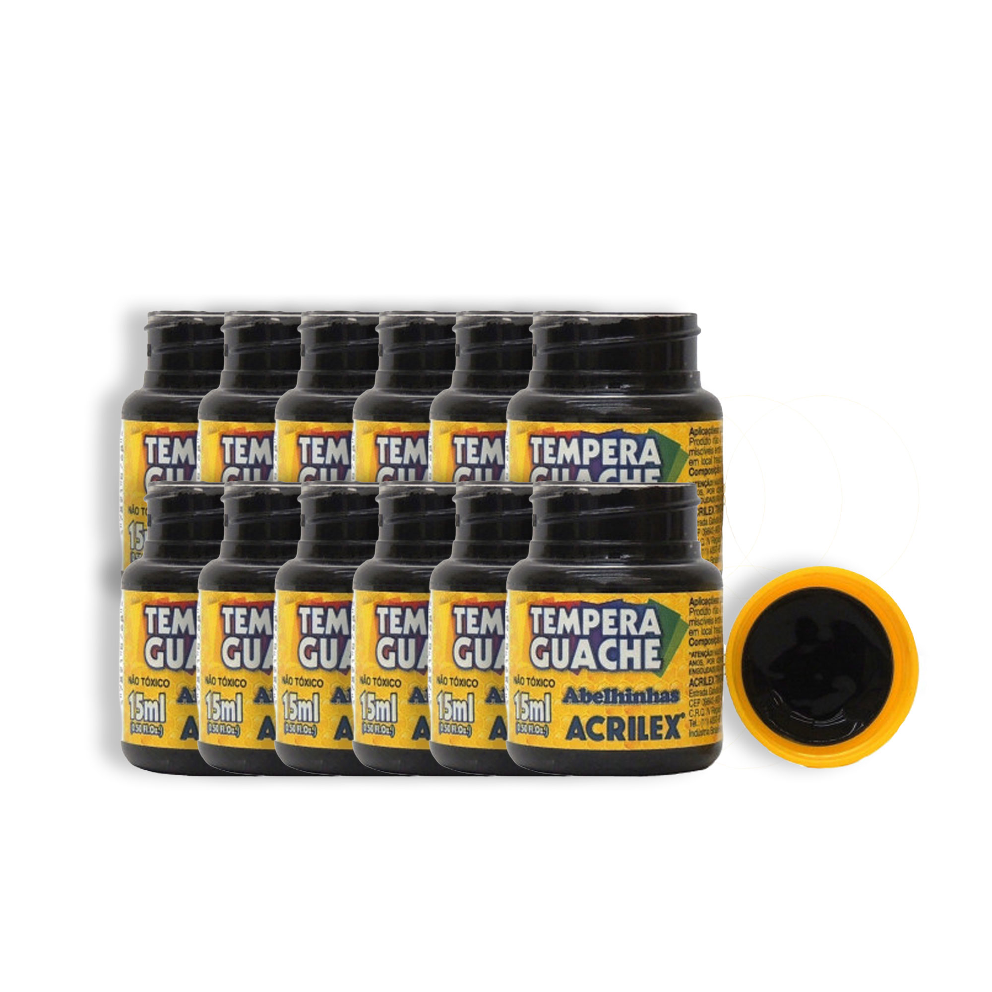 TINTA GUACHE 15ML ABELHINHAS C/12 PR ACRILEX