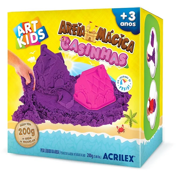 KIT MASSA DE MODELAR AREIA MAGICA CASINHAS 200G ACRILEX