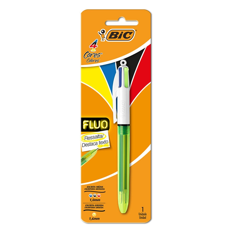CANETA ESF 1.0 FLUO C/12 4EM1 CORES BIC