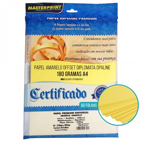 PAPEL A4 DIPLOMATA LISO 180G AM 50F MASTERPRINT