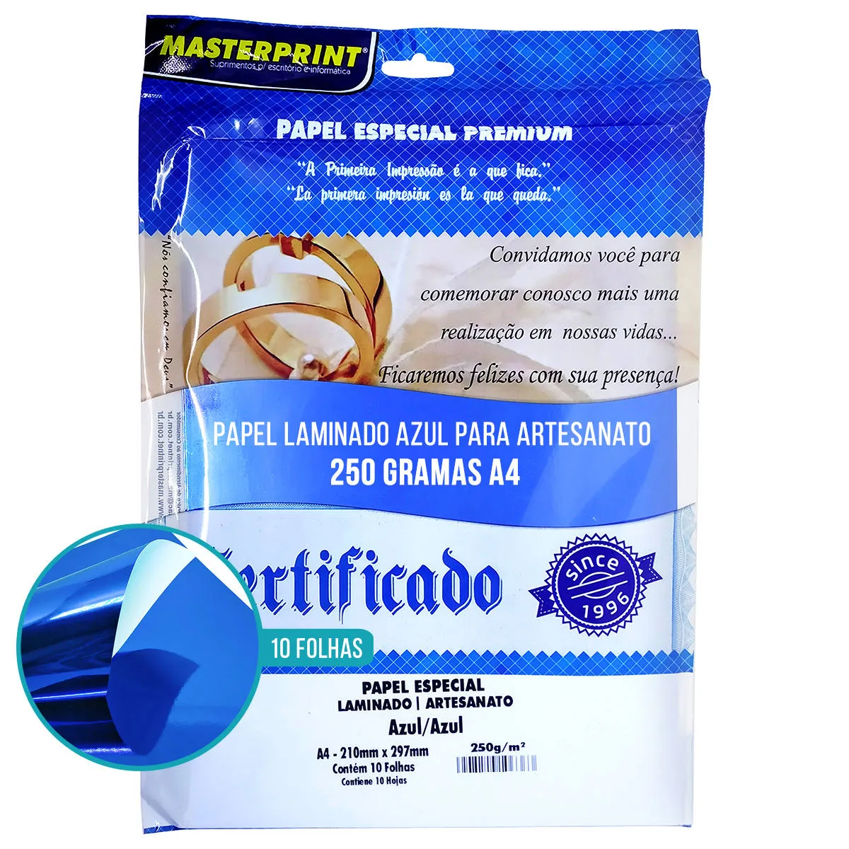 PAPEL A4 LAMINADO 250G 10F PT MASTERPRINT