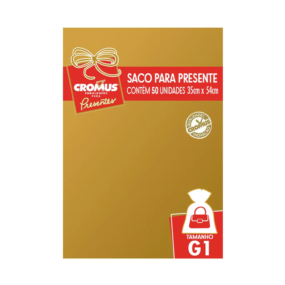 SACO METAL P/PRESENTE 35X54 G1 C/50 DOURADO CROMUS