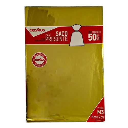 SACO METAL P/PRESENTE 25X37 M3 C/50 DOURADO CROMUS