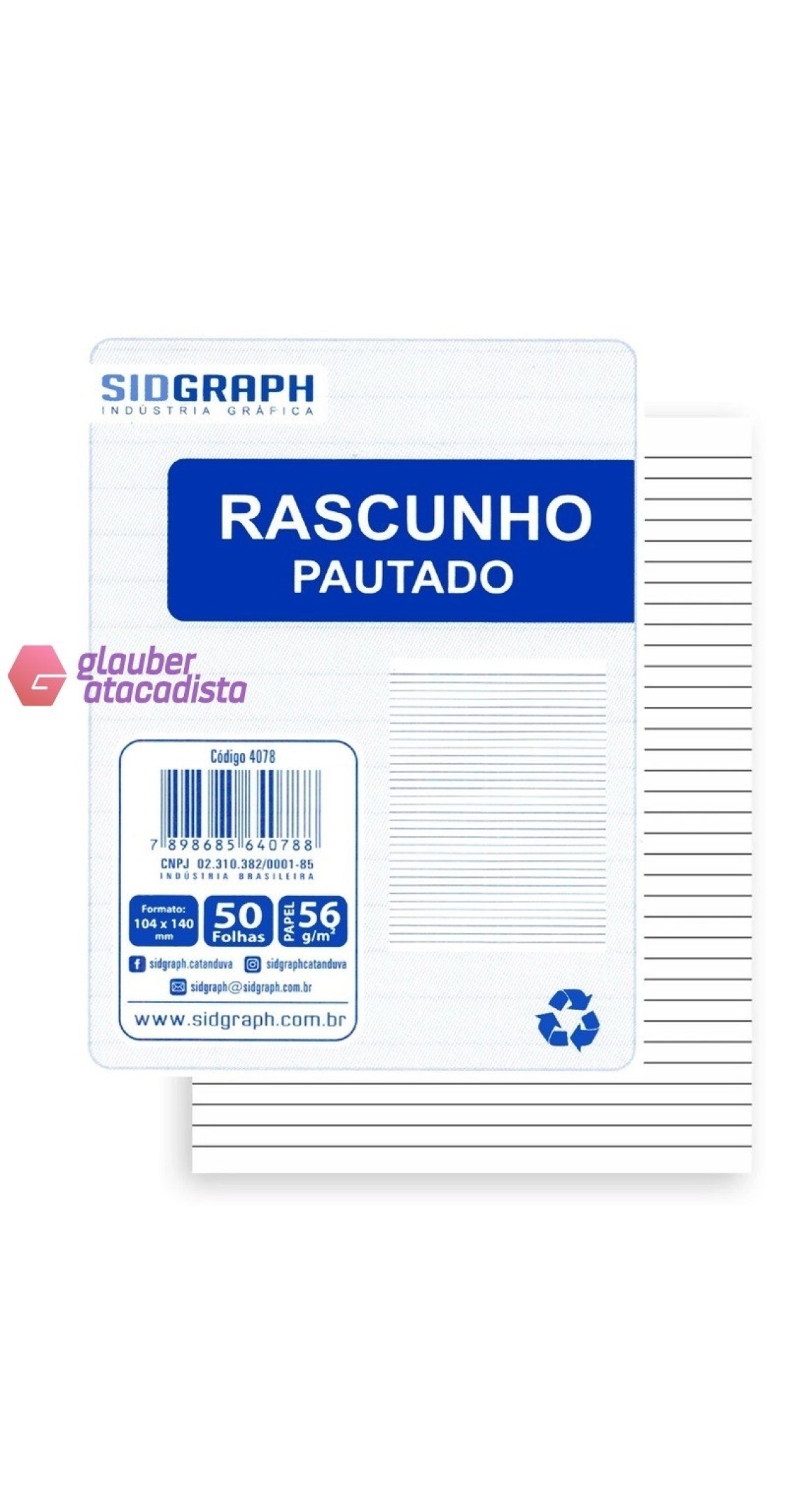 BLOCO DE RASCUNHO 1/8 50FLS LISO S/PIC AZ SIDGRAPH