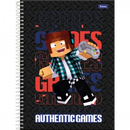 CADERNO UNIV CD 10M 160F C/4 AUTHENTIC GAMES MASC FORONI