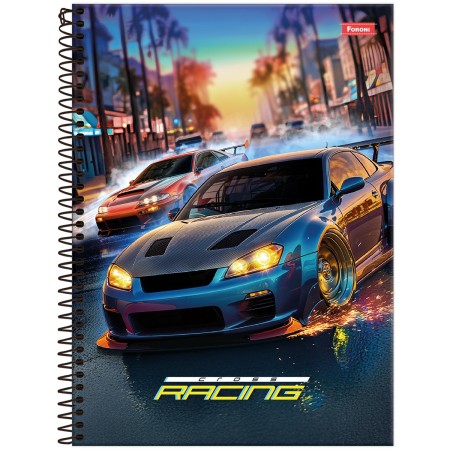 CADERNO ESP UNIV CD 10M 160F C/4 CROSS RACING MASC FORONI
