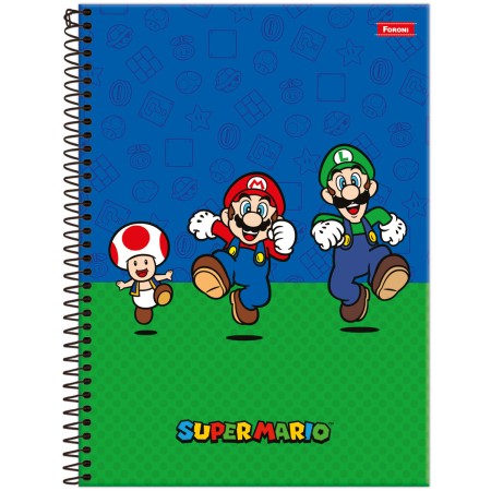 CADERNO ESP UNIV CD 1M 80F C/4 SUPER MARIO FORONI