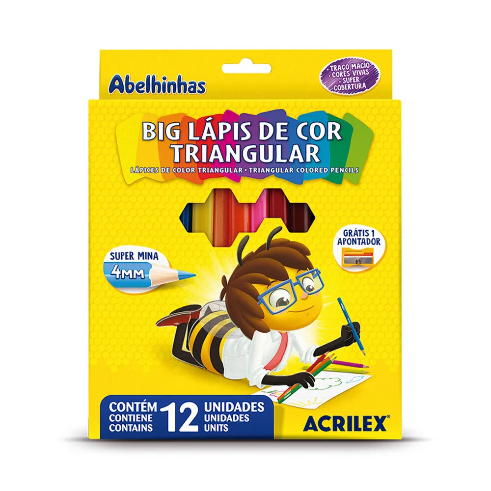 LAPIS DE COR BIG TRIANG 12CORES+1 APONTADOR ACRILEX