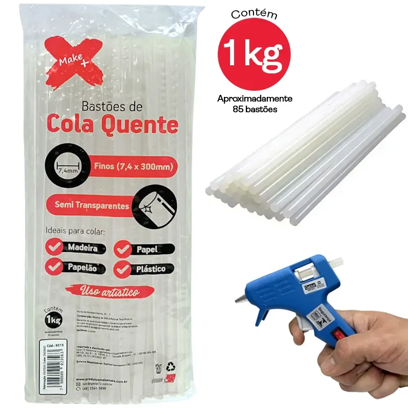 COLA DE SILICONE BASTAO FINA ECONOMY TRANSP 7,4X300MM 1KG