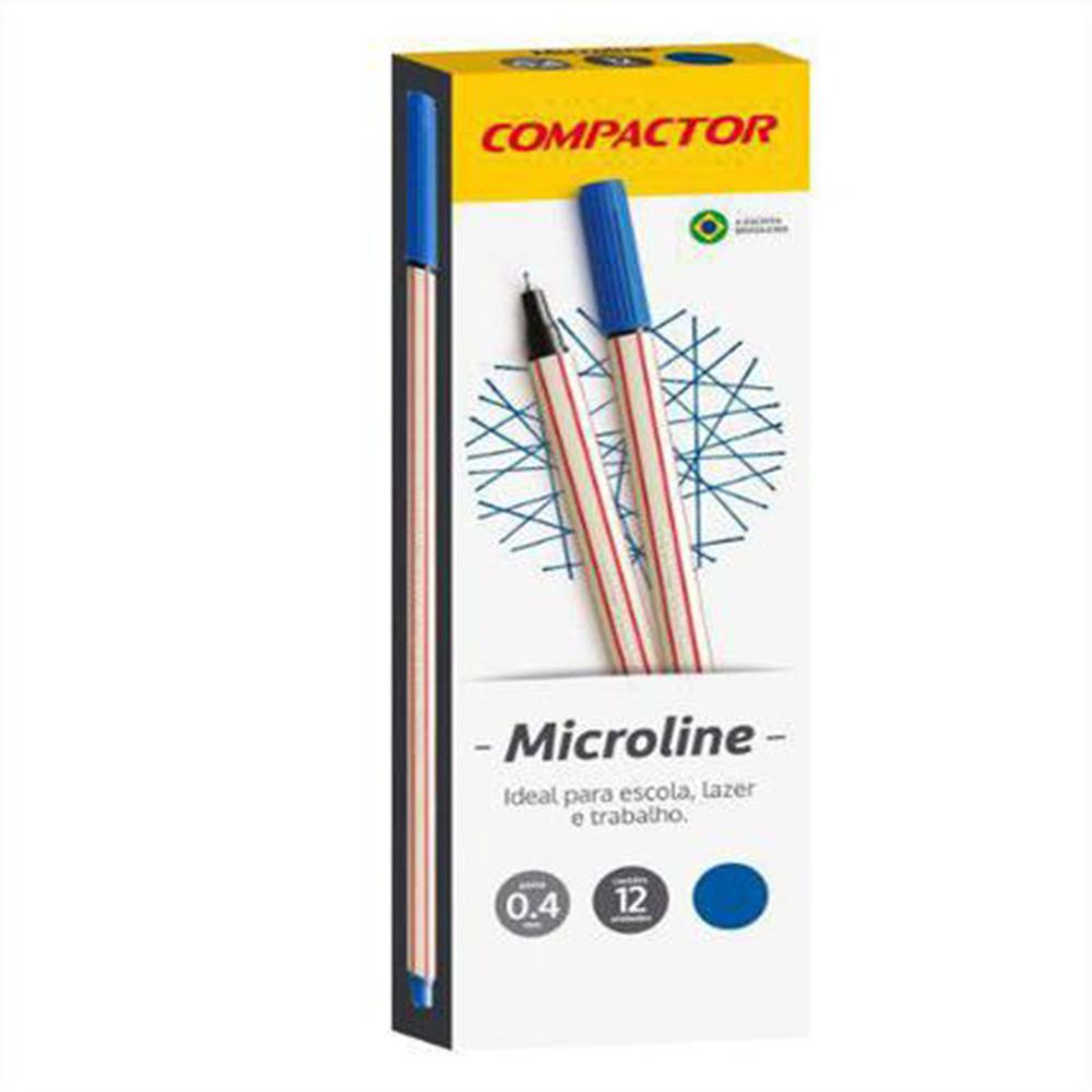 CANETA 0.4MM TRACO FINO C/12 MICROLINE AZ COMPACTOR