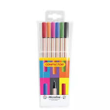 CANETA 0.4 MM TRACO FINO MICROLINE 6UN CORES COMPACTOR