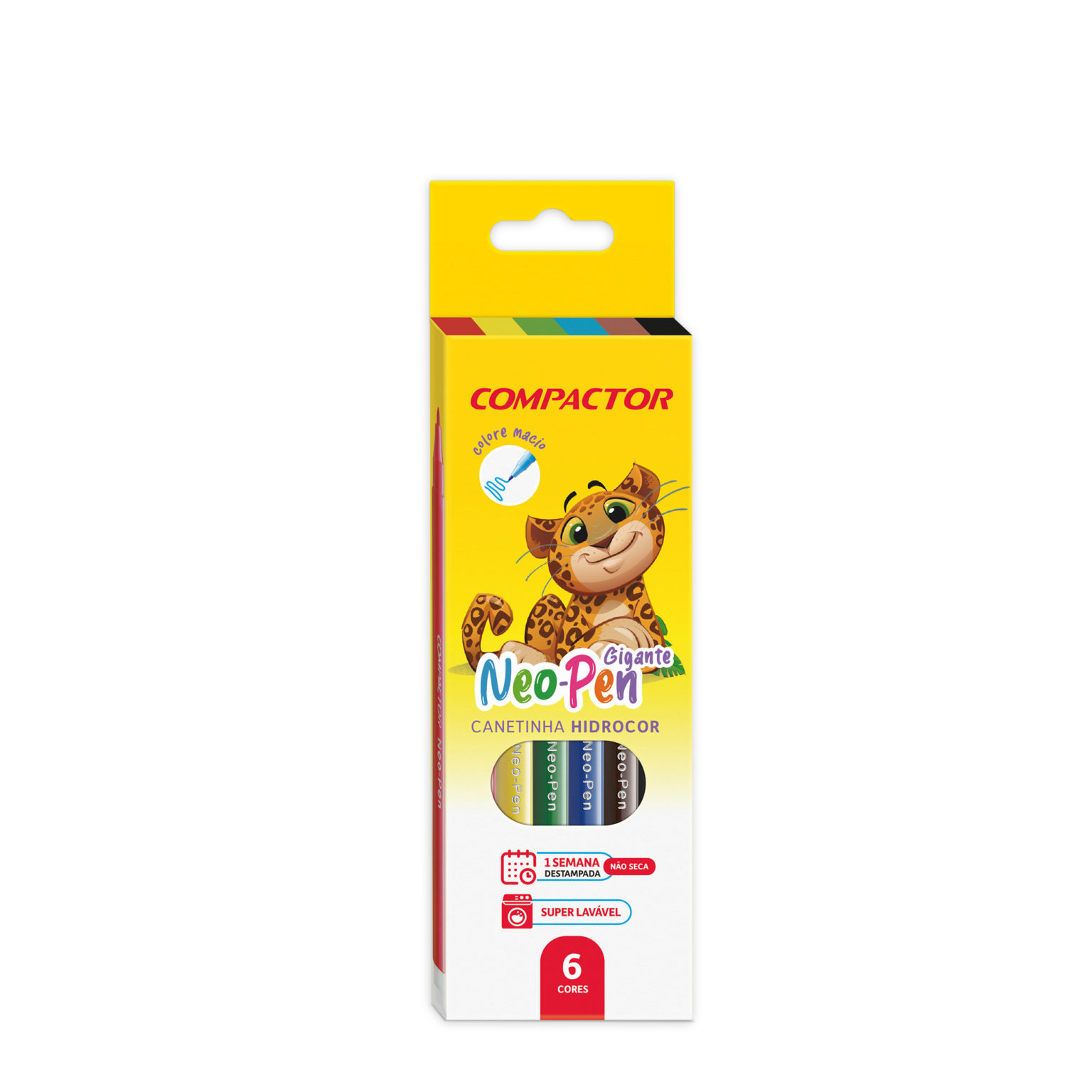 CANETA HIDROG 2.0 NEO-PEN GIGANTE C/5PCT 6 CORES COMPACTOR