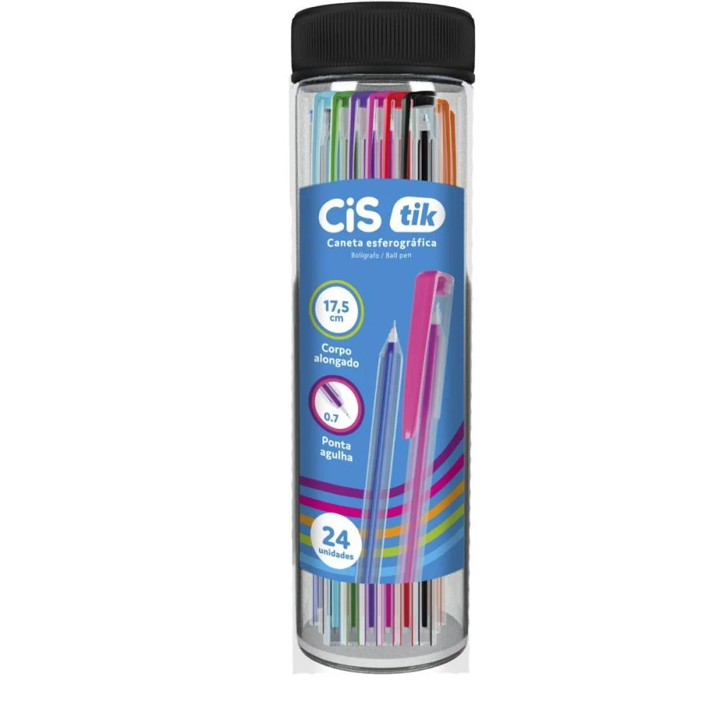 CANETA ESF 0.7 C/24 LONGO TIK CORES SORT CIS