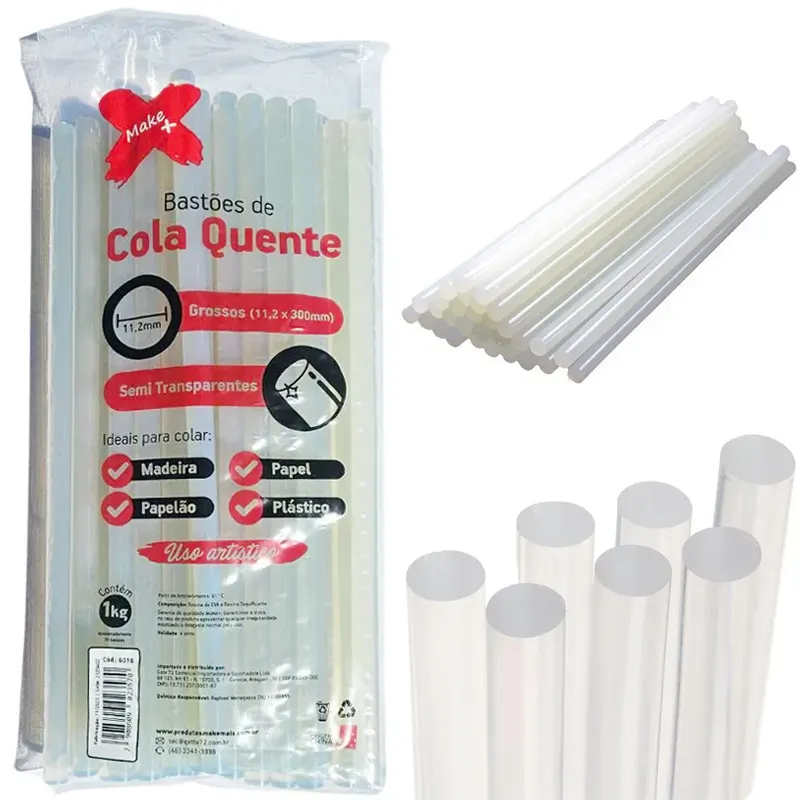 COLA DE SILICONE BASTAO GROSSA ECONOMY TRANSP 11,2X300MM 1KG