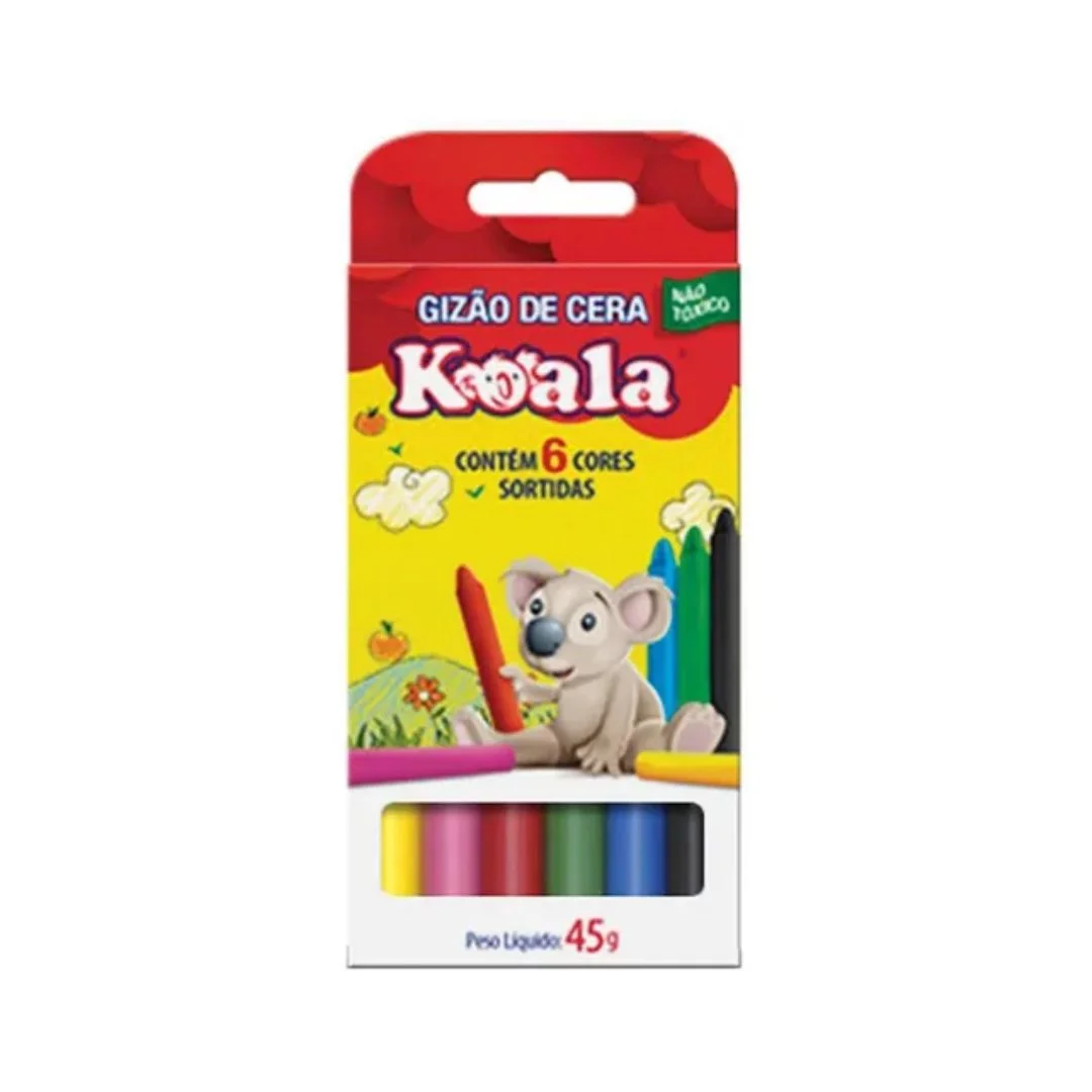 GIZAO DE CERA C/6 CORES 45G KOALA
