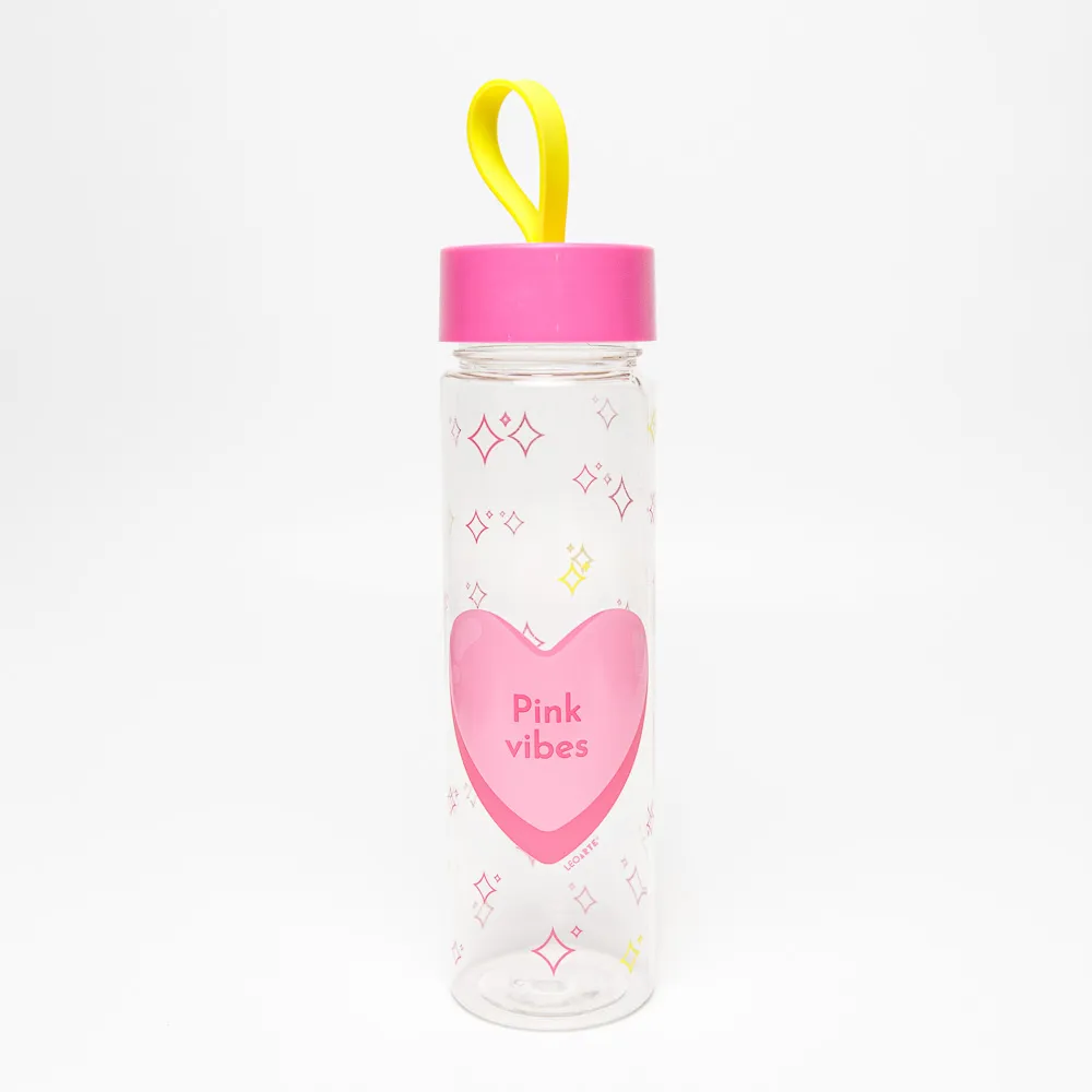 GARRAFA PLASTICA C/ ALCA 500ML PINK VIBES LEO E LEO