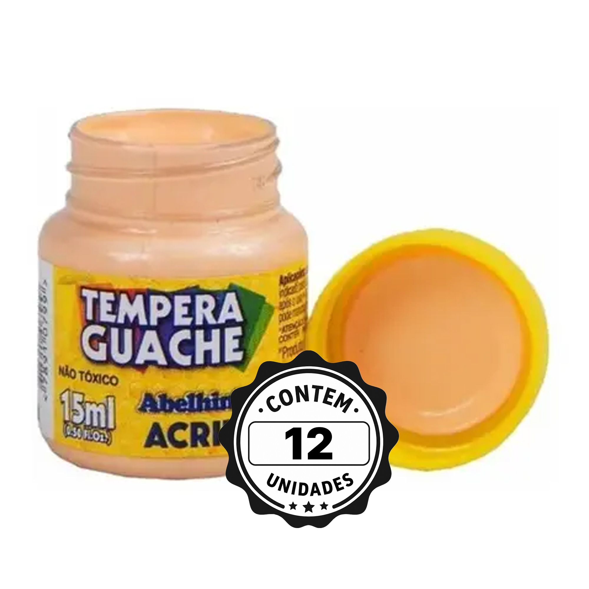 TINTA GUACHE 15ML ABELHINHAS C/12 AM PESSEGO ACRILEX