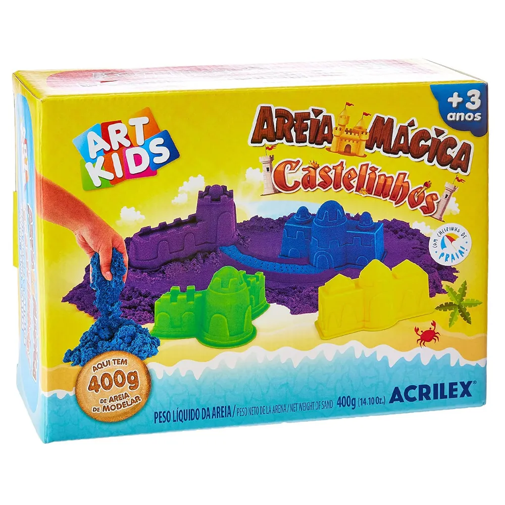 KIT MASSA DE MODELAR AREIA MAGICA CASTELINHOS 400G ACRILEX
