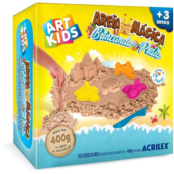 KIT MASSA DE MODELAR AREIA MAGICA BRINCANDO NA PRAIA 400G
