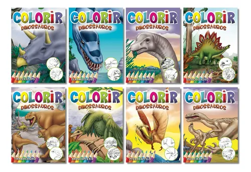 LIVRO COLORIR SOLAPA C/8 DINOSSAUROS RIDEEL