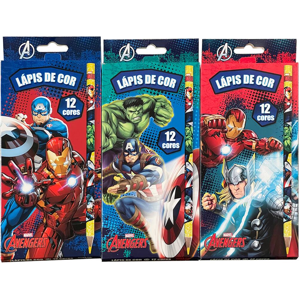 LAPIS DE COR PCT/6 SEXTAVADOA AVENGERS 12 CORES MOLIN