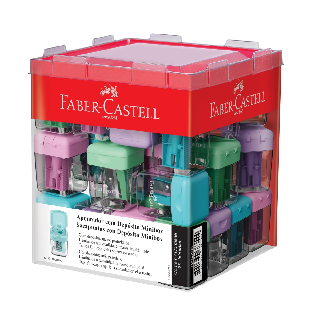APONTADOR C/DEP C/25 MINIBOX CORES FABER CASTELL
